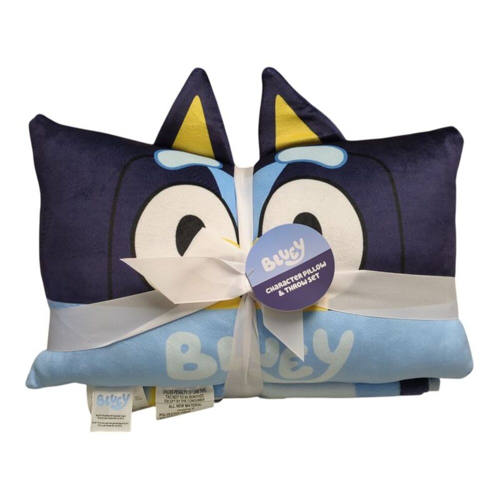 Jay Franco Character Pillow & Fleece Throw Blanket Set - Bluey